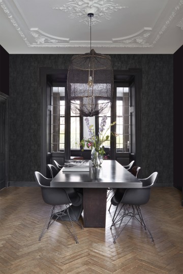 Esta 127640 Isabelle plain with painterly effect black - tapeta z efektem przetarć