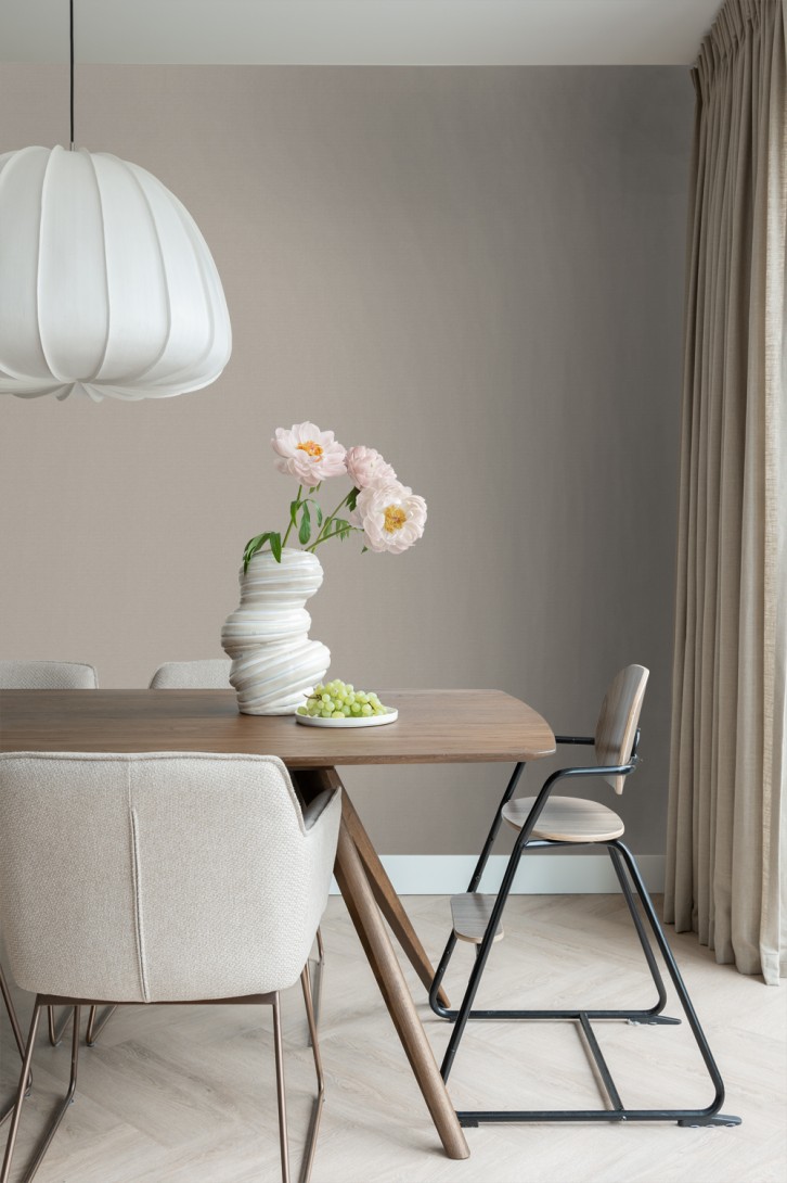 Esta 127645 Isabelle plain mat with linen texture taupe - tapeta imitująca len