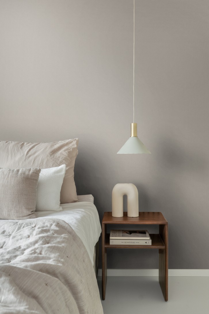 Esta 127645 Isabelle plain mat with linen texture taupe - tapeta imitująca len
