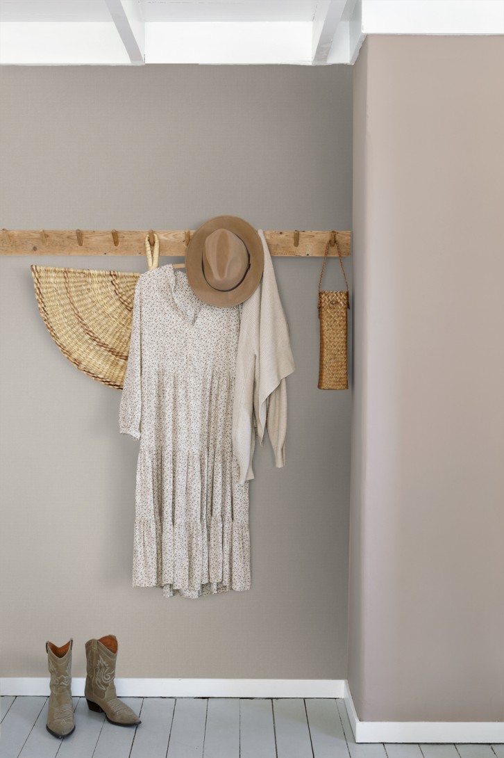 Esta 127645 Isabelle plain mat with linen texture taupe - tapeta imitująca len