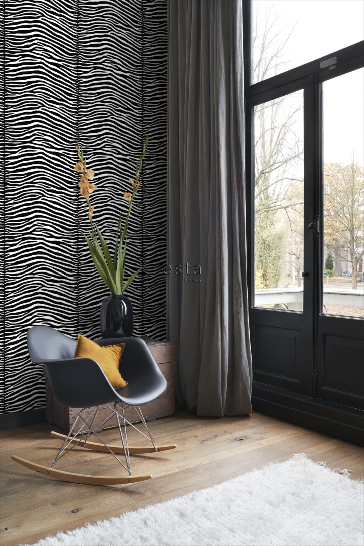 Esta 136807 Love zebras black and white - tapeta w print zebry