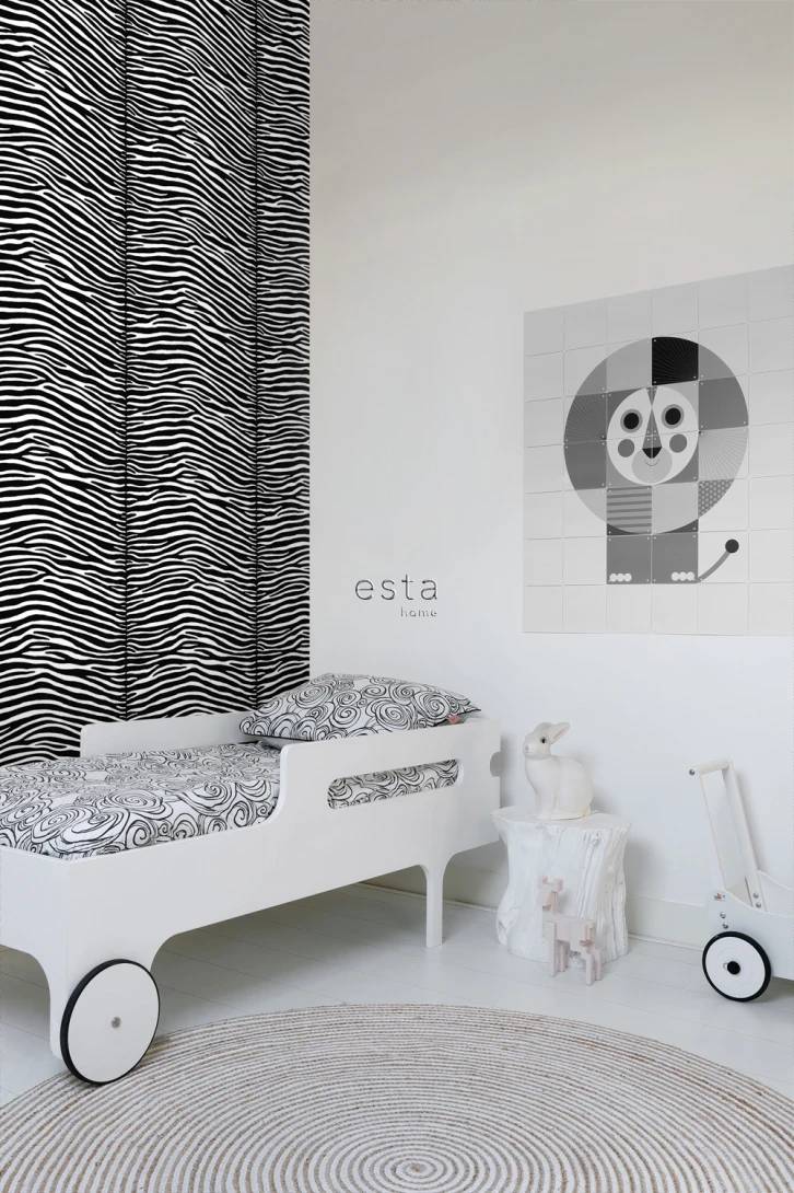 Esta 136807 Love zebras black and white - tapeta w print zebry