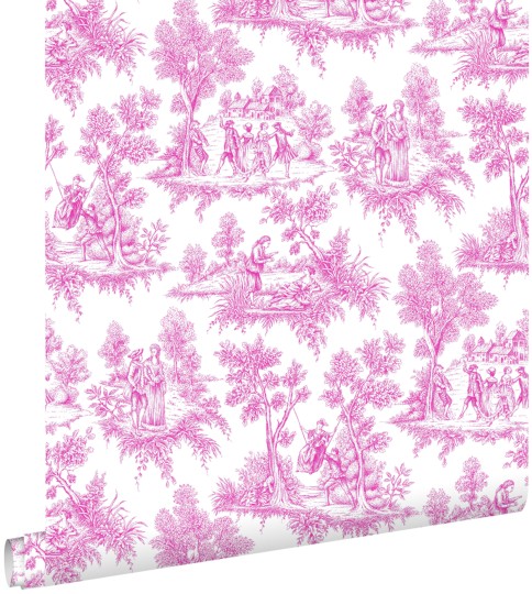 Esta 136819 Love toile de Jouy pink - tapeta w scenki rodzajowe