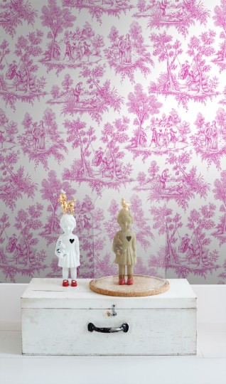 Esta 136819 Love toile de Jouy pink - tapeta w scenki rodzajowe