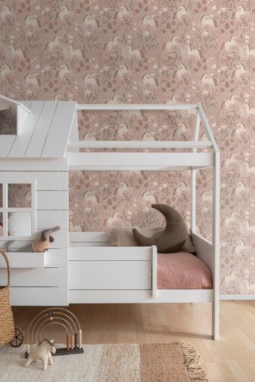 Esta 139876 Pom Pom Pie Unicorns antique pink - tapeta dla dzieci w jednorożce i rośliny