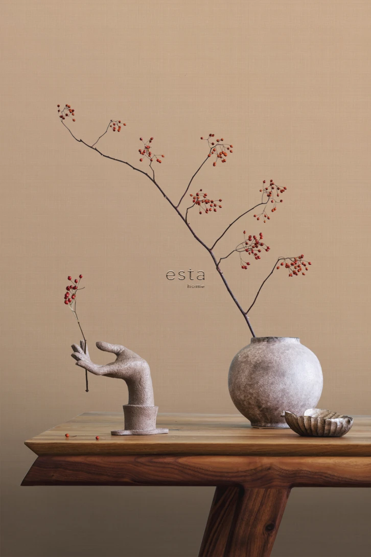 Esta 139473 Pom Pom Pie Linen look light terracotta - tapeta imitująca len