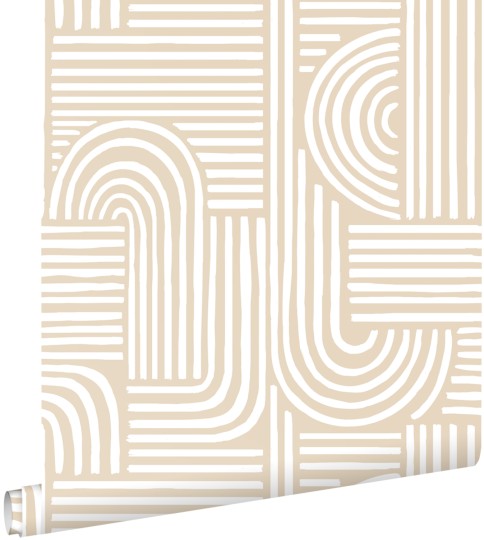 Esta 139935 Pom Pom Pie Graphic 3D sand beige - tapeta geometryczna w linie