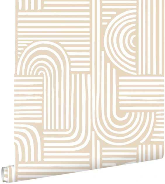 Esta 139935 Pom Pom Pie Graphic 3D sand beige - tapeta geometryczna w linie