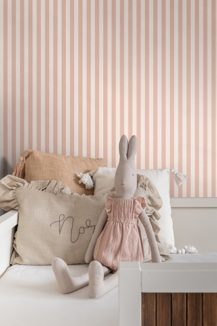 Esta 130950 Pom Pom Pie Stripes terracotta pink - tapeta w paski