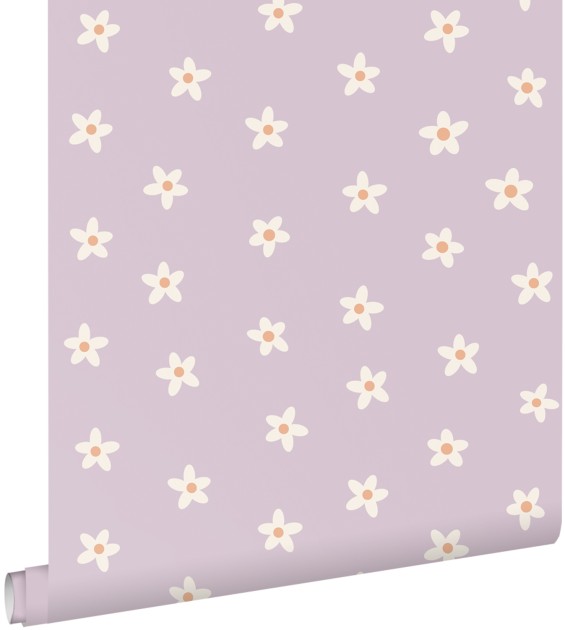 Esta 131114 Pom Pom Pie Daisies lilac purple - tapeta w stokrotki