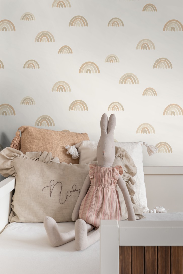 Esta 139685 Pom Pom Pie Rainbows beige - tapeta w tęcze