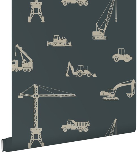 Esta 139973 Pom Pom Pie Vehicles greyish dark blue - tapeta w pojazdy