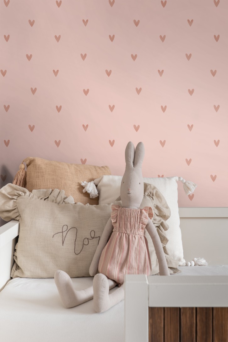 Esta 139770 Pom Pom Pie Little hearts pink - tapeta w serca
