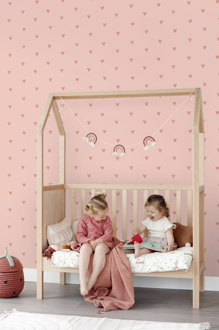 Esta 139770 Pom Pom Pie Little hearts pink - tapeta w serca