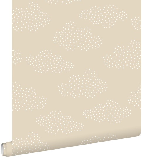 Esta 139515 Pom Pom Pie Little clouds beige - tapeta dla dzieci w chmury