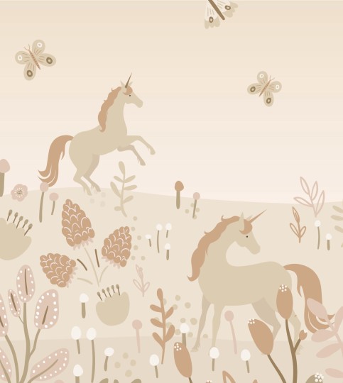 Esta 159495 Pom Pom Pie Unicorns light terracotta and terracotta pink - mural dla dzieci w jednorożce