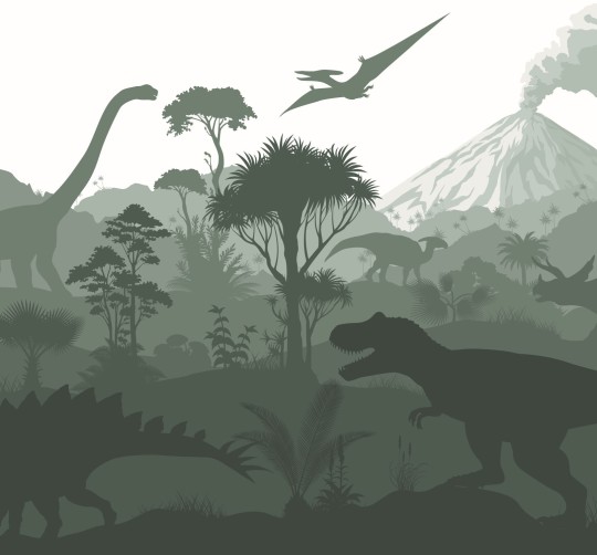 Esta 159491 Pom Pom Pie Dinosaurs dark green - mural dla dzieci w dinozaury