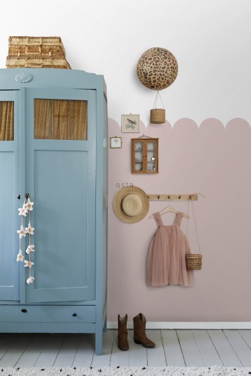 Esta 159231 Pom Pom Pie Scalloped wall soft pink - mural w fale