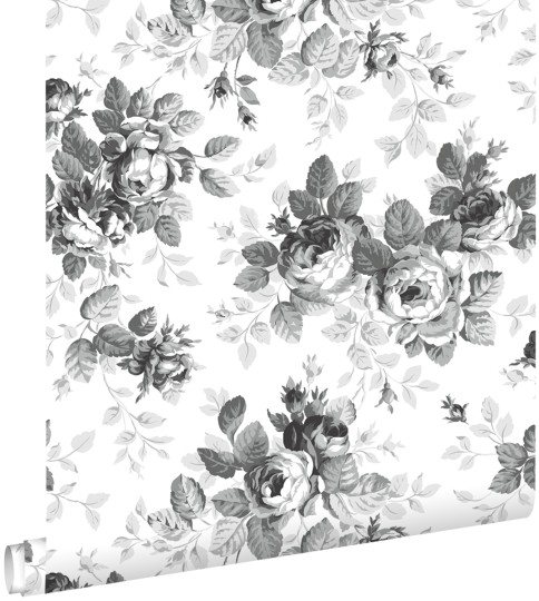 Esta 138112 Pretty Nostalgic roses black and white - tapeta w róże