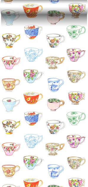 Esta 158110 Pretty Nostalgic XXL painted teacups multi color - tapeta w filiżanki