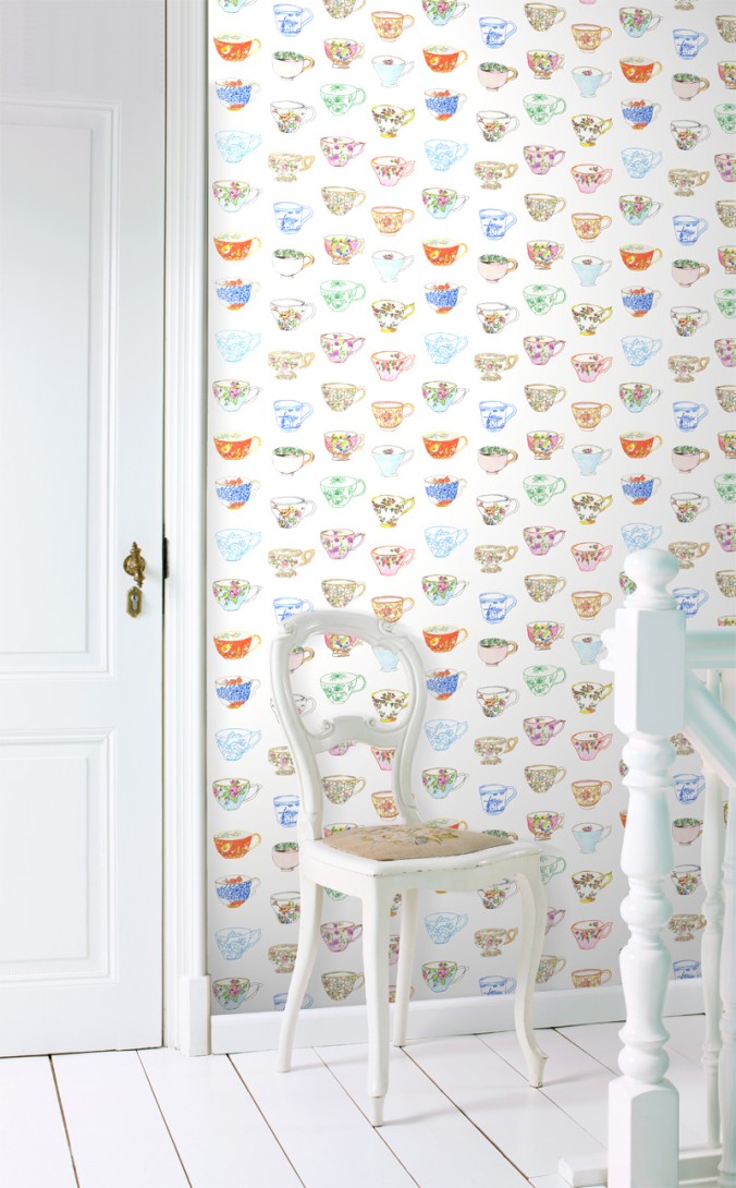 Esta 158110 Pretty Nostalgic XXL painted teacups multi color - tapeta w filiżanki