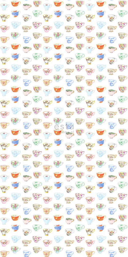 Esta 158110 Pretty Nostalgic XXL painted teacups multi color - tapeta w filiżanki