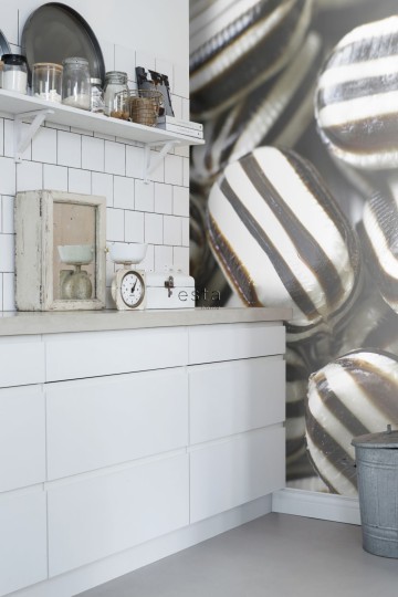 Esta 156509 Stripes XL candy black and white - mural w cukierki