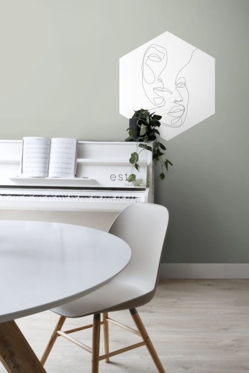 Esta 159001 Wall Wonders line art faces black and white - mural naklejka w abstrakcyjne twarze