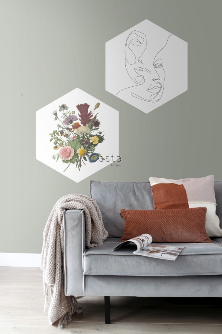 Esta 159001 Wall Wonders line art faces black and white - mural naklejka w abstrakcyjne twarze