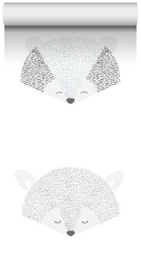 Esta 158832 Walls for Kids XL2 Animal heads light gray - tapeta dla dzieci w misie