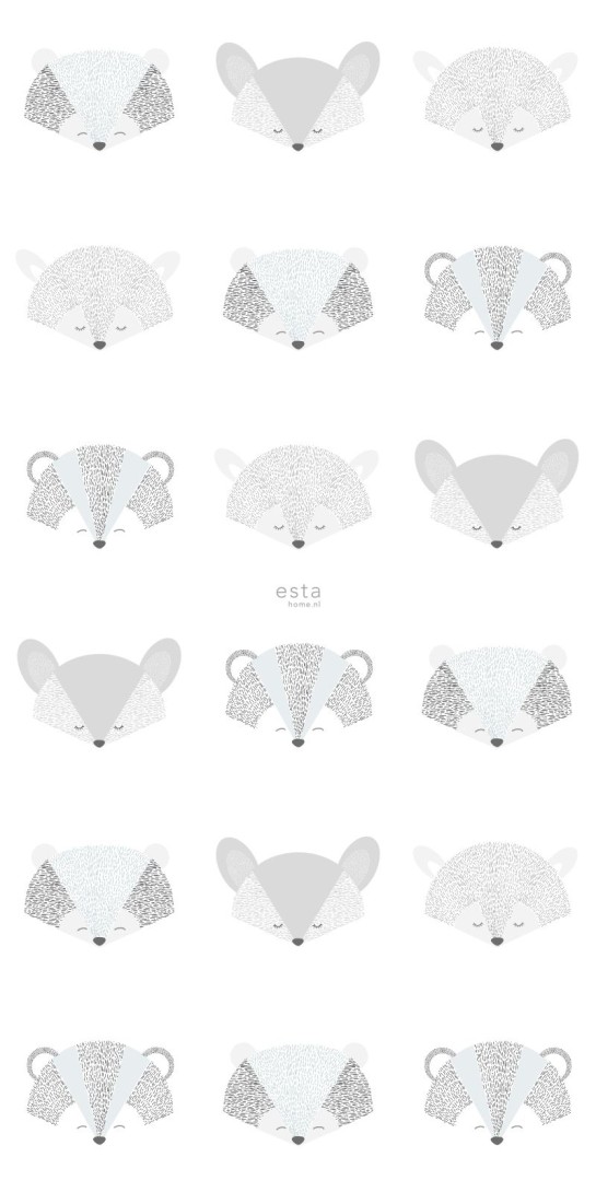 Esta 158832 Walls for Kids XL2 Animal heads light gray - tapeta dla dzieci w misie