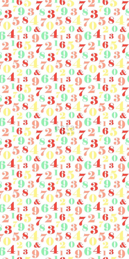 Esta 158714 Walls for Kids XL2 Figures red yellow green and pink - tapeta dla dzieci w liczby