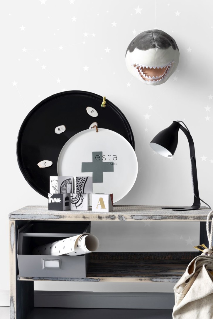 Esta 158857 Walls for Kids XL2 Starry sky light warm gray and matt white - mural dla dzieci w gwiazdy