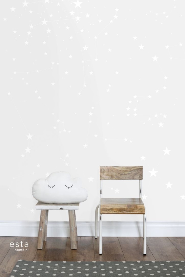 Esta 158857 Walls for Kids XL2 Starry sky light warm gray and matt white - mural dla dzieci w gwiazdy