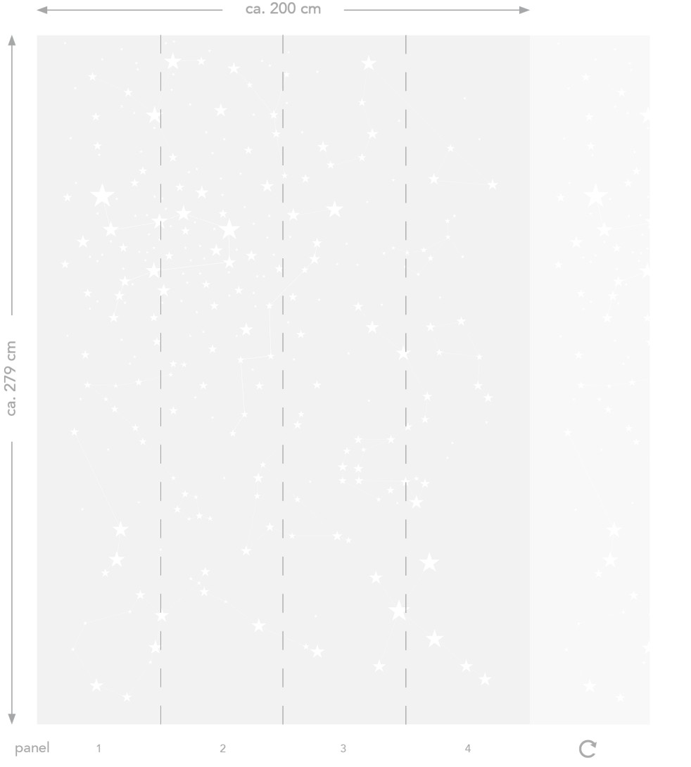 Esta 158857 Walls for Kids XL2 Starry sky light warm gray and matt white - mural dla dzieci w gwiazdy