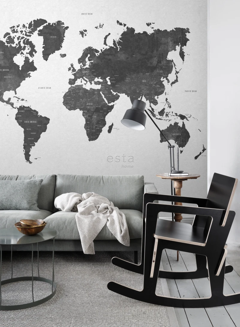 Esta 158854 XL² Photowalls vintage world map black and white - mural w mapę świata