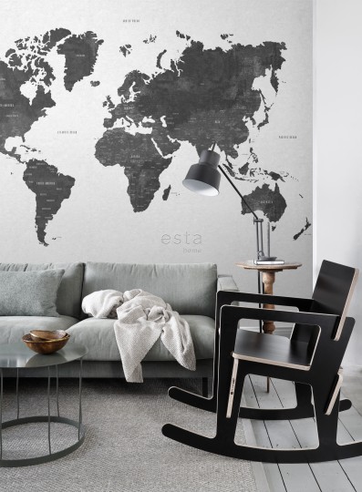 Esta 158854 XL² Photowalls vintage world map black and white - mural w mapę świata