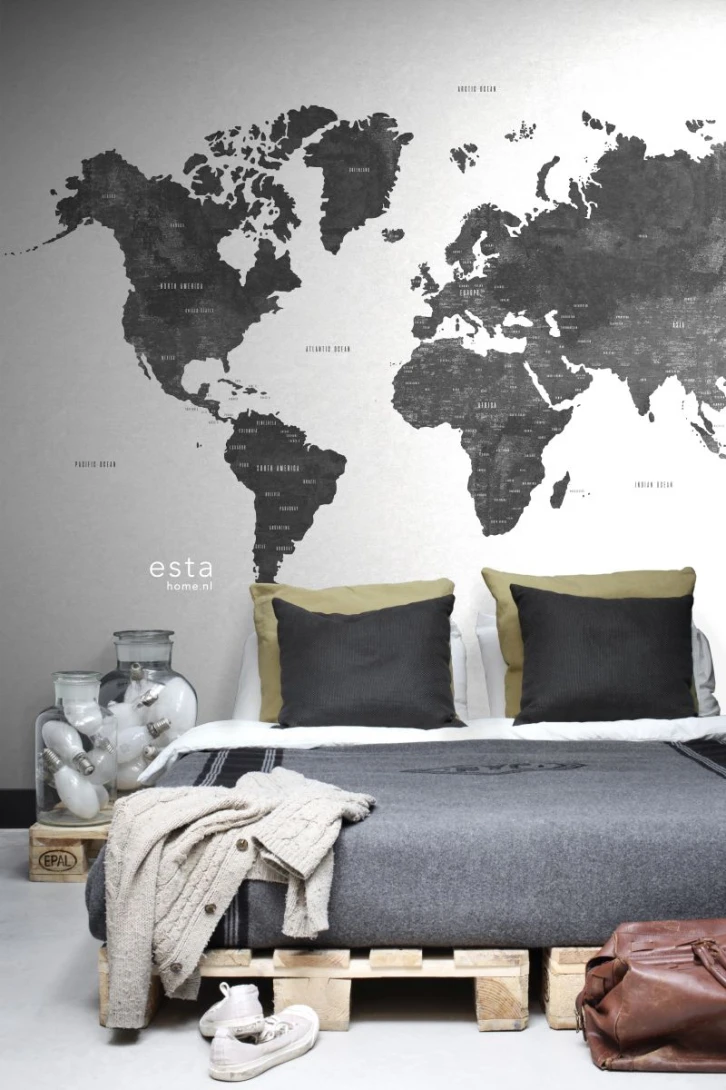 Esta 158854 XL² Photowalls vintage world map black and white - mural w mapę świata