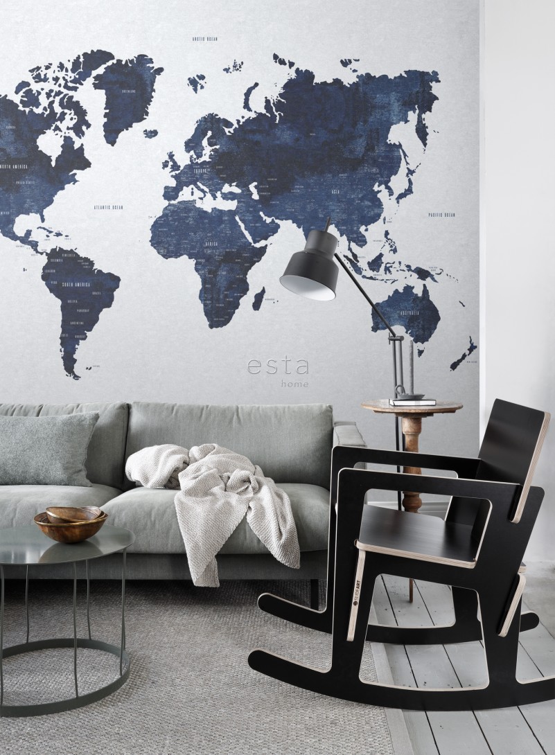 Esta 158853 XL² Photowalls vintage world map blue - mural w mapę świata