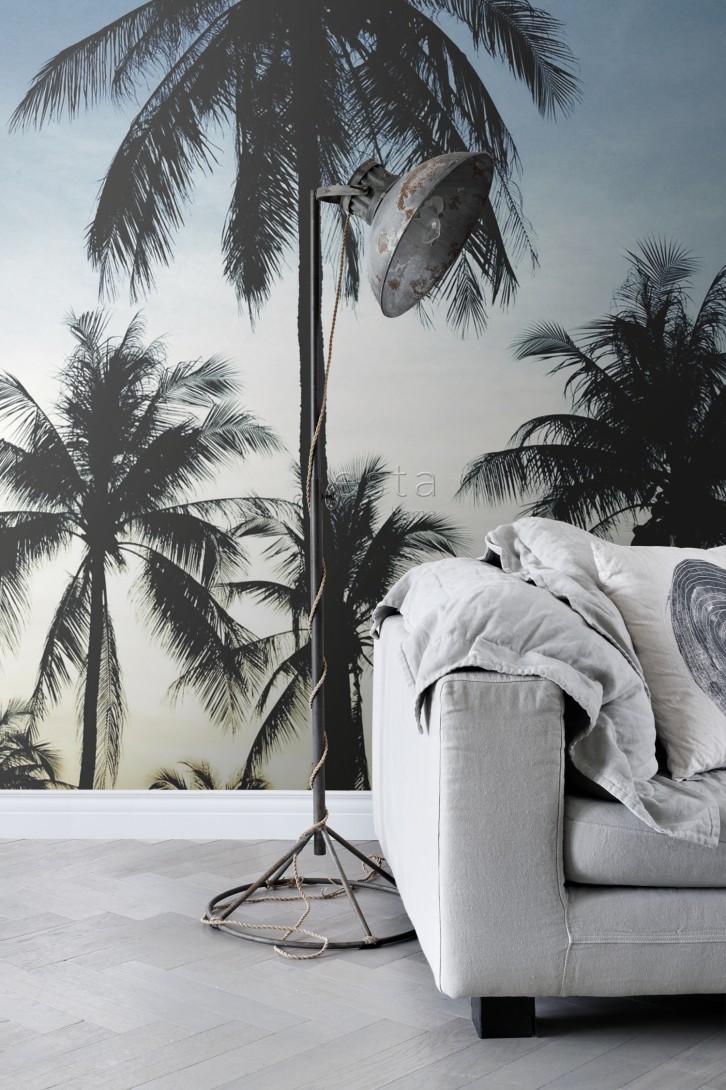 Esta 158849 Walls for Kids XL2 Palm trees blue black and beige - mural w palmy