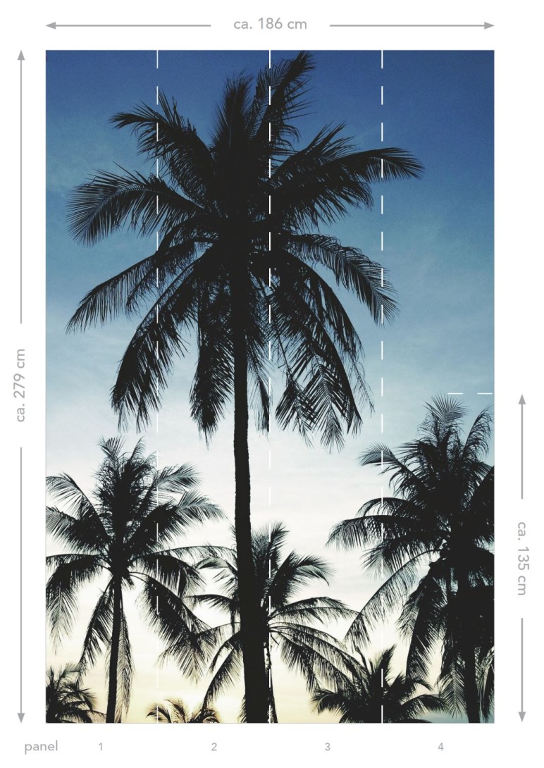 Esta 158849 Walls for Kids XL2 Palm trees blue black and beige - mural w palmy