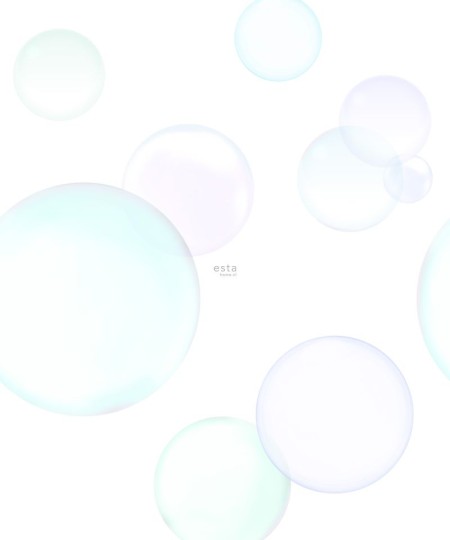 Esta 158859 Walls for Kids XL2 Large floating bubbles purple soft pink mint green and blue - mural dla dzieci w bańki mydlane