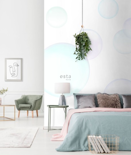 Esta 158859 Walls for Kids XL2 Large floating bubbles purple soft pink mint green and blue - mural dla dzieci w bańki mydlane
