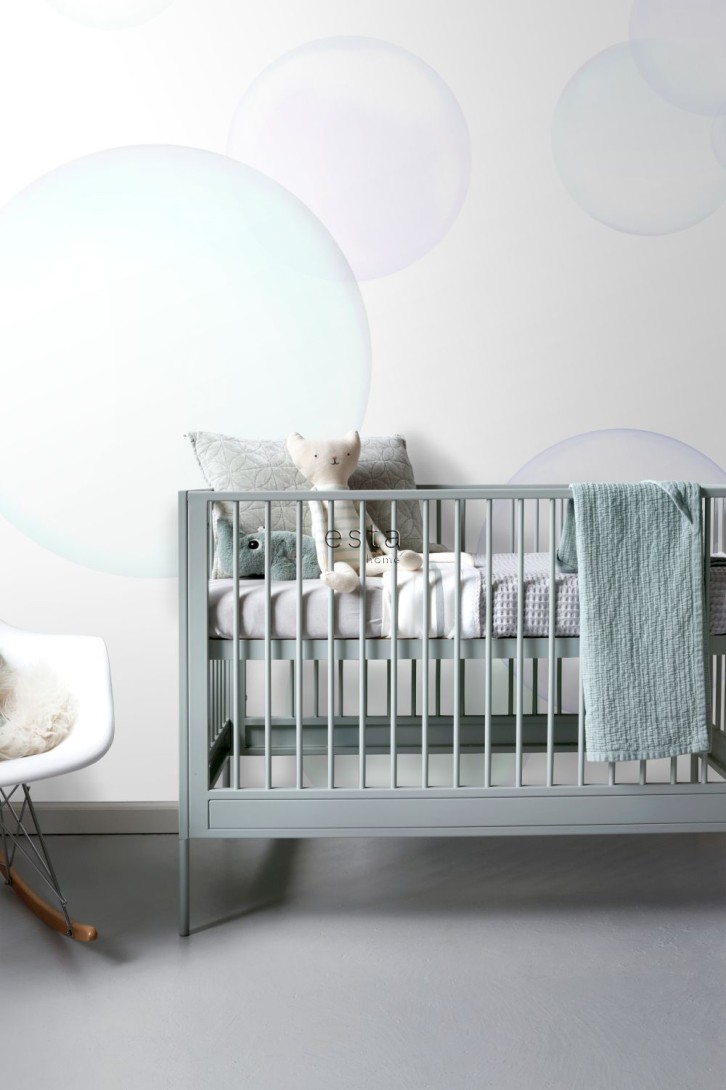 Esta 158859 Walls for Kids XL2 Large floating bubbles purple soft pink mint green and blue - mural dla dzieci w bańki mydlane