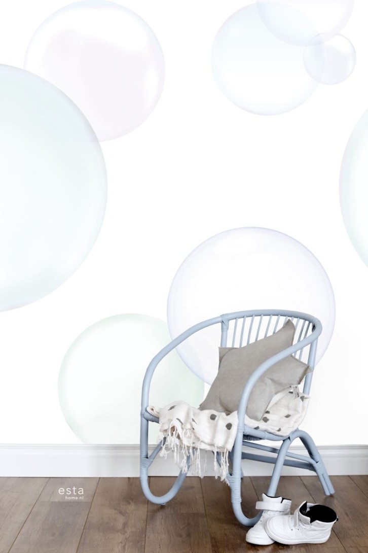Esta 158859 Walls for Kids XL2 Large floating bubbles purple soft pink mint green and blue - mural dla dzieci w bańki mydlane