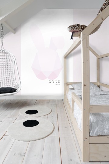 Esta 158855 Walls for Kids XL2 Large origami rabbit soft pink - mural dla dzieci w królika z origami