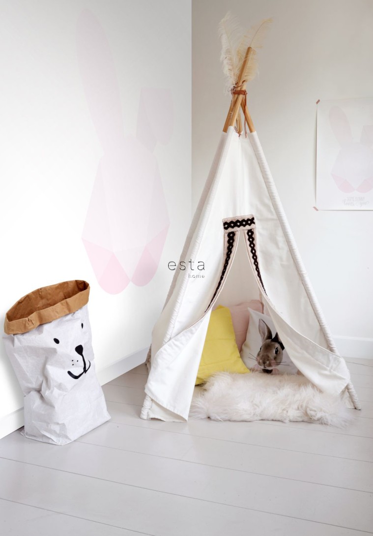 Esta 158855 Walls for Kids XL2 Large origami rabbit soft pink - mural dla dzieci w królika z origami