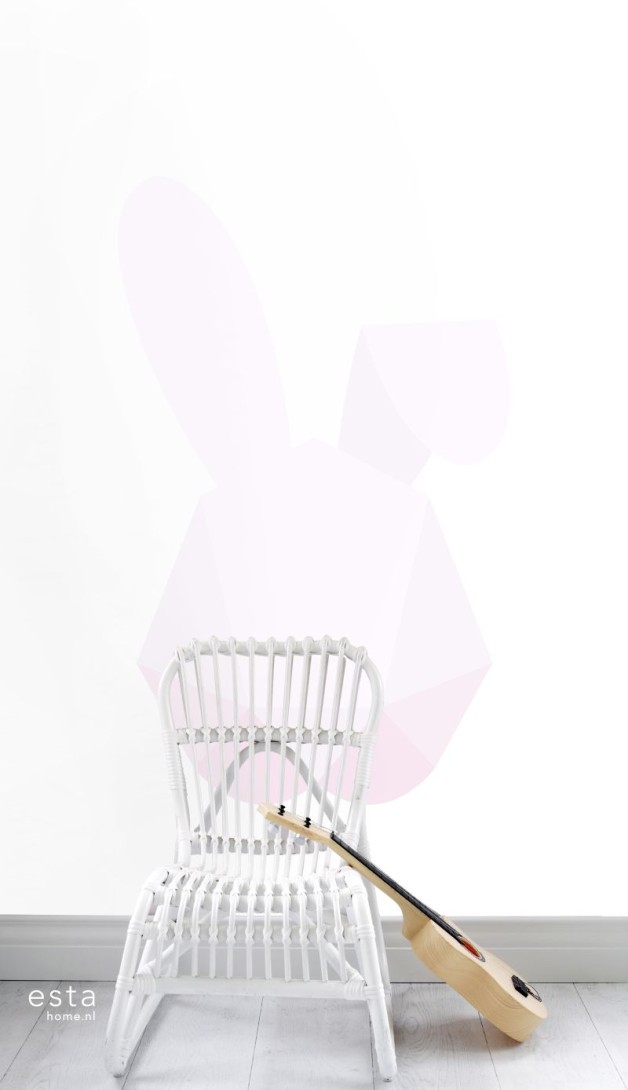 Esta 158855 Walls for Kids XL2 Large origami rabbit soft pink - mural dla dzieci w królika z origami
