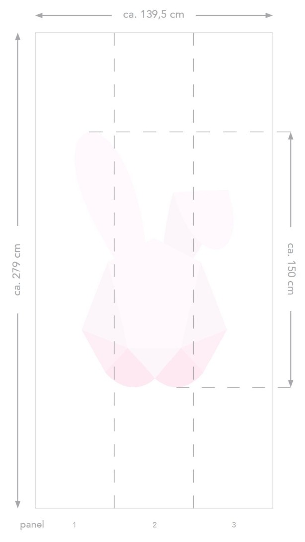 Esta 158855 Walls for Kids XL2 Large origami rabbit soft pink - mural dla dzieci w królika z origami