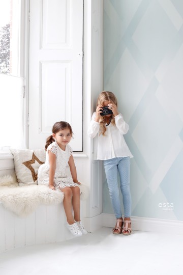Esta 158860 Walls for Kids XL2 Gradient rhombus motif blue and mint green - mural w romby z efektem gradientu